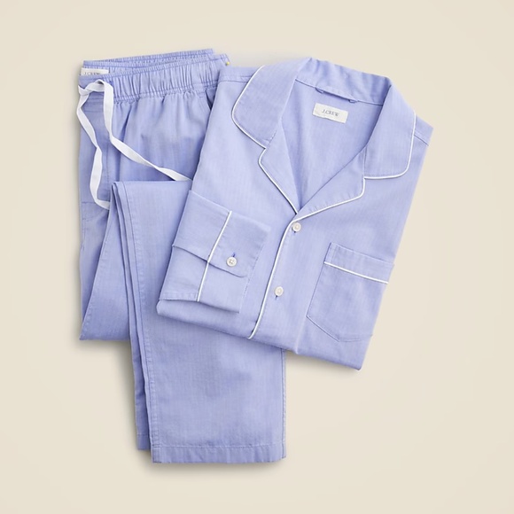 NWT J.Crew Cotton Herringbone Long-sleeve Pajama Set - Picture 1 of 7